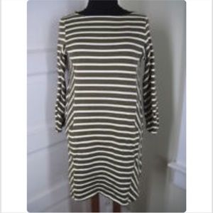 Petit Bateau Olive and Cream Striped Dress